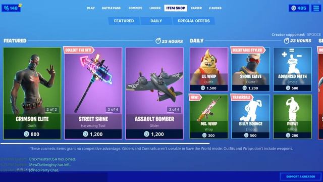 LIVE FORTNITE NEW ITEM SHOP Raptor and lil Whip Return смотреть онлайн
