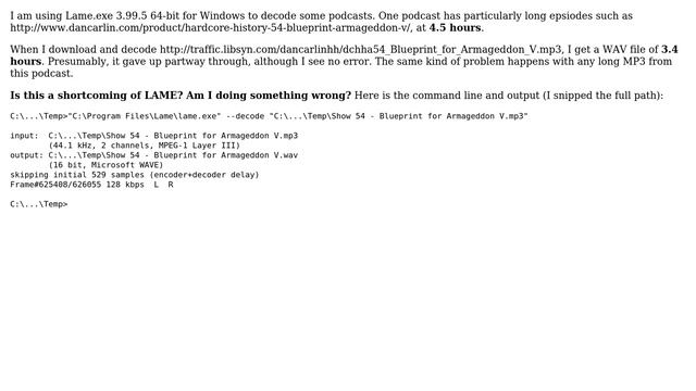 LAME decode gives up early on long MP3 files? смотреть онлайн