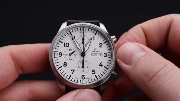 Brand New! Laco Pilot Chronograph White Dial! Kiel.2 Weiss