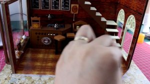 DIY Miniature Coffee Shop Model Kit ~ tiny details with music and LED Lights! #diy