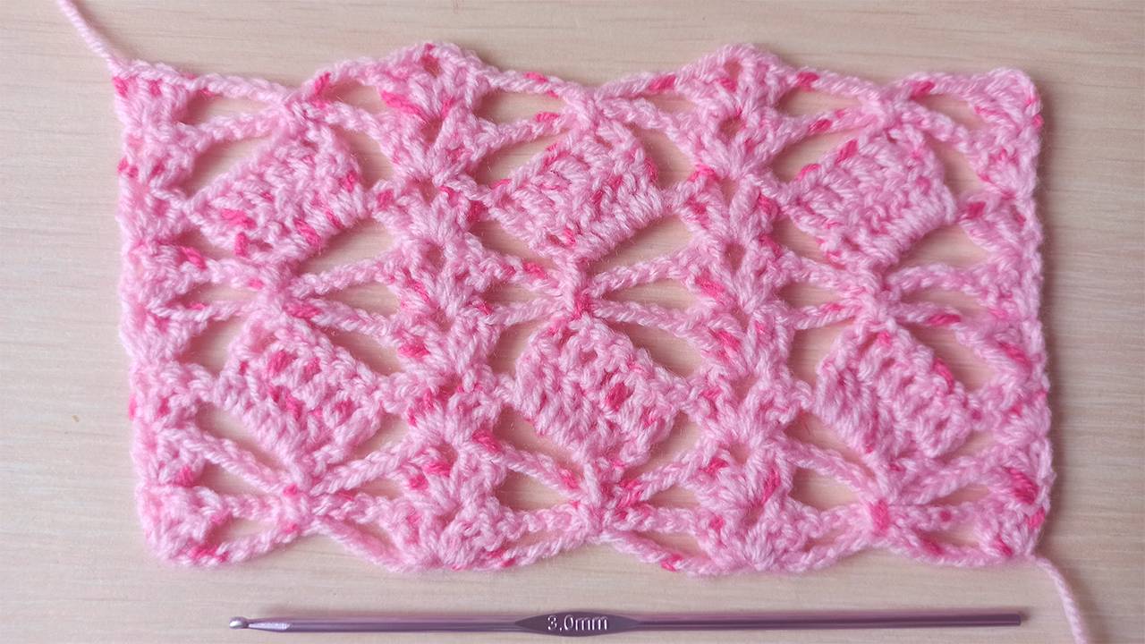 Ажурный узор крючком _ Узор со схемой. смотреть онлайн