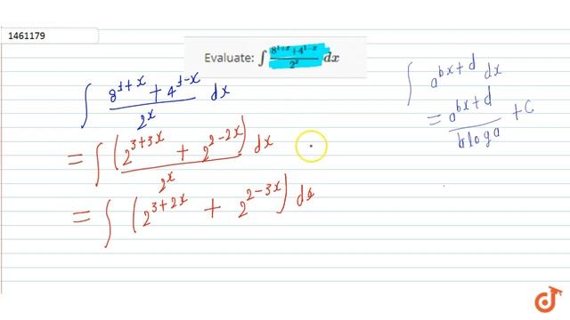 Evaluate: `int(8^(1+x)+4^(1-x))/(2^x)\\ dx` смотреть онлайн