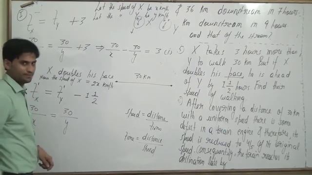 X takes 3 hours more than Y to walk 30 km. But, if X doubles his pace, he is ahead of Y by 3/2 hour смотреть онлайн