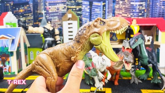 Jurassic World Dinos: Rajasaurus, Ampelosaurus, Velociraptor, Atrociraptor, Therizinosaurus, I-REX