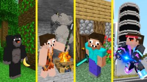 КАК МЕНЯЛИСЬ НУБ И ПРО В МАЙНКРАФТ  ПРОФЕССИОНАЛ ПРОТИВ ЭВОЛЮЦИЯ И 100% ТРОЛЛИНГ ЛОВУШКА