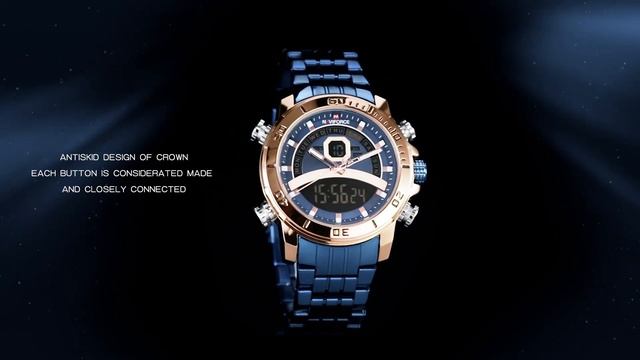 NAVIFORCE WATCH NF9181 Double display LCD+quartz SEIKO movement waterproof watch Men's fashion watc смотреть онлайн