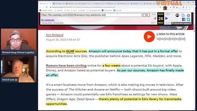 Amazon x Electronic Arts (EA)? | Better Vet Your Sources (H&H | 8-30-22) смотреть онлайн