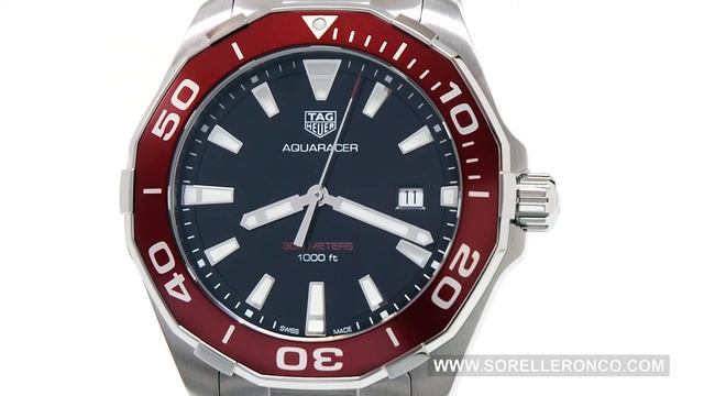 TAG Heuer Aquaracer Quartz 300 Red ring 43 mm смотреть онлайн