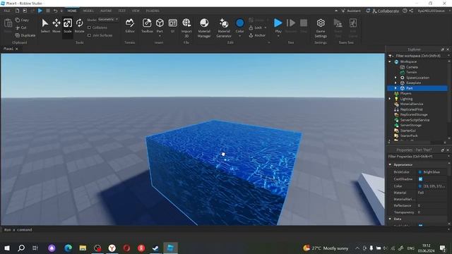 Как сделать воду в Roblox studio(без террэйна) смотреть онлайн