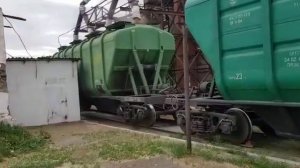 Погрузка зерна в вагон зерновоз