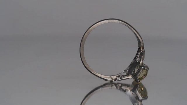 1915 - Platinum Art Deco GIA 1.12 Fancy Yellow ANTIQUE Cushion Cut Diamond Engagement Ring смотреть онлайн