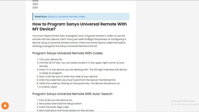 Sanyo Universal Remote Codes & Programming Guide смотреть онлайн
