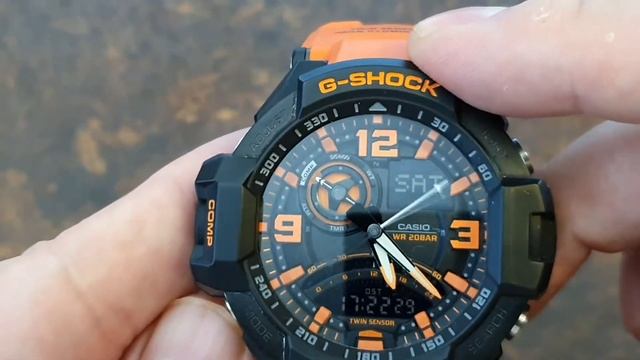 PREVIEW G-Shock Casio SKY GRAVITYMASTER Digital Compass Thermometer》LED Neon Iluminator GA-1000-4A смотреть онлайн