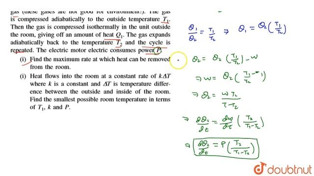 A room air conditioner is a Carnot cycle based heat engine run is reverse. An amount of heat `Q_(2) смотреть онлайн