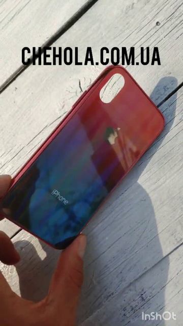 Iphone XS X Glass Case Стеклянная накладка Айфон 10 с переливом Градиент Синий с логотипом смотреть онлайн