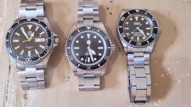 Orient Kamasu VS. San Martin SN006 VS. Seiko SKX023 смотреть онлайн