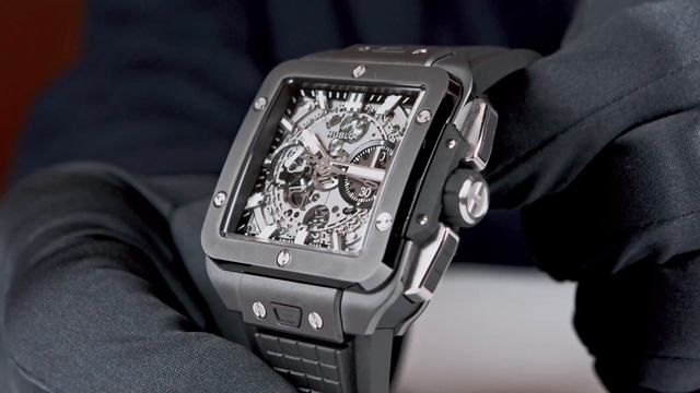 HUBLOT Square Bang Unico. Sapphire and White Ceramic & Black Magic. смотреть онлайн