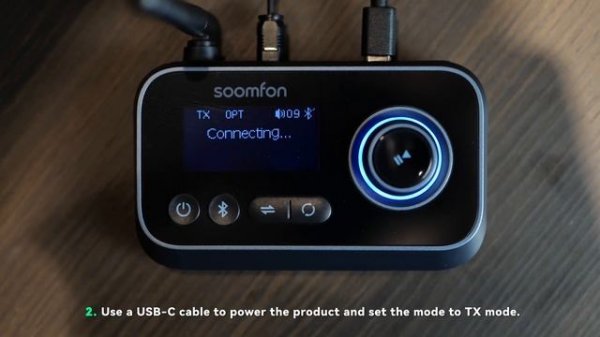 How to pair and connect Soomfon 3-in-1 bluetooth transmitter receiver SKU: BT013/BT17