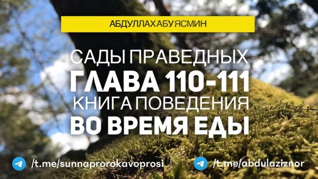 Абдуллах Абу Ясмин: Сады Праведных: Глава 110 - 111 Книга поведения во время еды смотреть онлайн