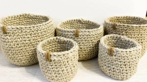 Корзина из джута крючком