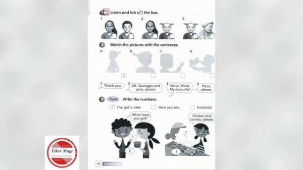 Super Minds 1 Unit 4  Lunchtime Workbook page 50 (AUDIO)