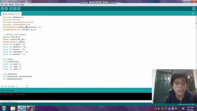 Program arduino menggunakan ultrasonik,modul bluetooth,IR remote menyalakan buzzer,Lcd,dan LED смотреть онлайн