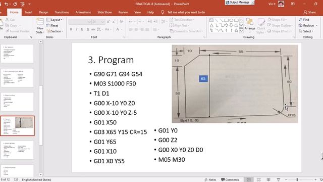 Plain milling program(practical 8) on CNC SINUMERIK simulator(802DM) and program discussion смотреть онлайн