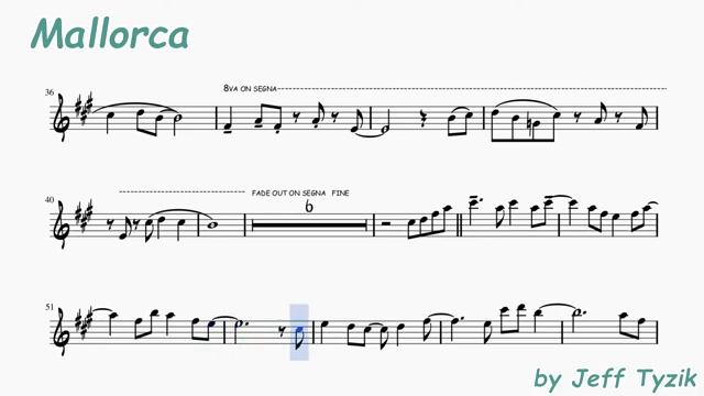 Mallorca by Jeff Tyzik (минус) ноты для альт саксофона смотреть онлайн