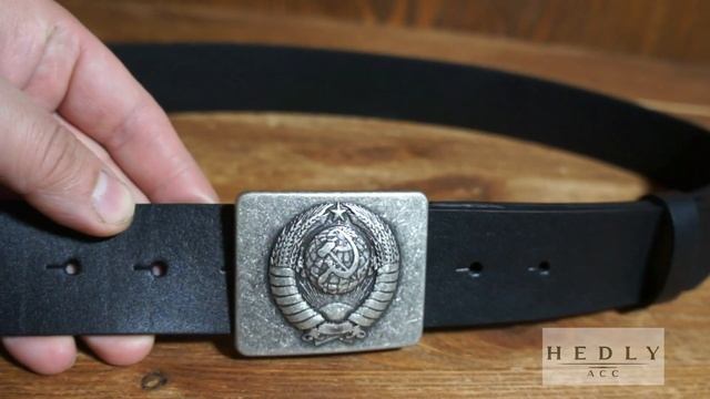 Ремень СССР кожаный черный 39мм. Артикул 800. Hedly.ru смотреть онлайн