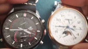 OLEVS 6667 Otomatik Saat incelemesi. Yanında Casio A500 ve Atomik TCDD