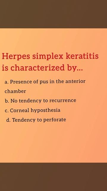 Herpes simplex keratitis is characterized by... смотреть онлайн