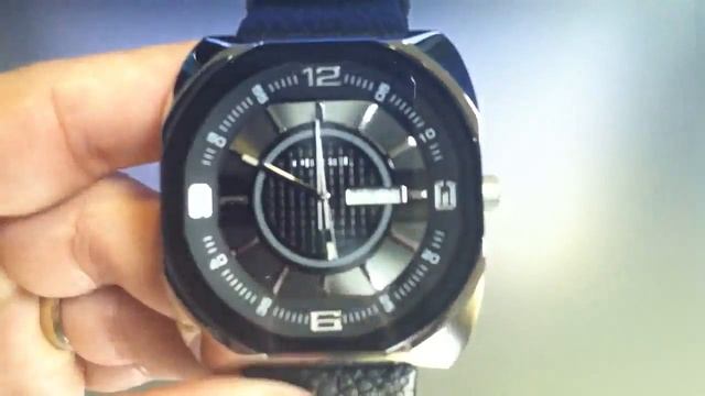 Diesel Black Leather Strap Day-Date Watch DZ1117 смотреть онлайн
