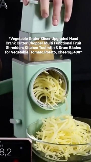 Vegetable Grater Slicer Cutter Chopper Multi Functional Fruit Shredders Kitchen Tool, 3 Drum Blades смотреть онлайн
