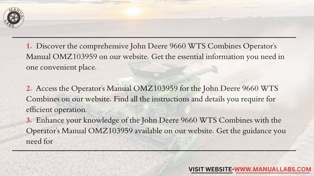 Online 9660 WTS Combines Manual OMZ103959 смотреть онлайн