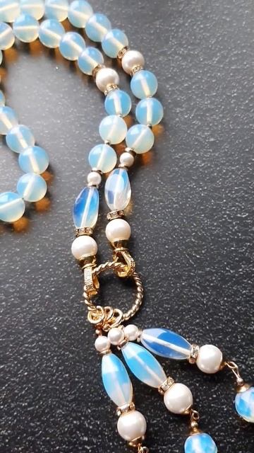 Украшение из опалита и жемчуга шел. смотреть онлайн