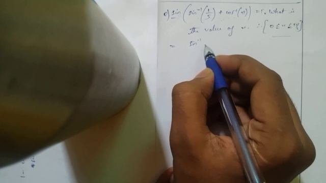 sin(sin^-1(1/5)+cos^-1(x))=1 смотреть онлайн