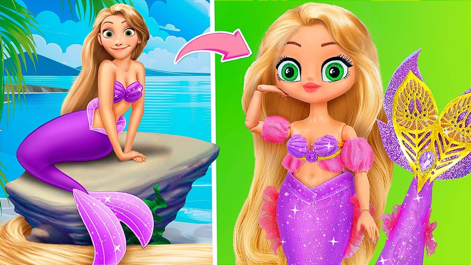 Рапунцель русалка растёт! 10 идей для кукол ЛОЛ смотреть онлайн