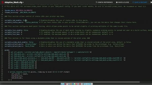 Klipper adaptive meshing and purging