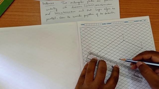 Two rectangular plates of dimensions 100*60*20 and 100*40*20 in isometric in sketch смотреть онлайн