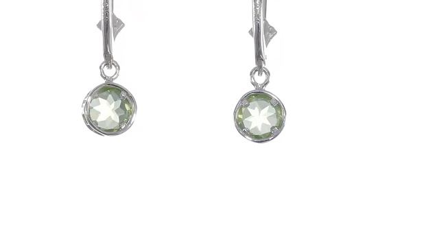 Sterling Silver Rhodium Plated 6mm Round Peridot Leverback Earrings смотреть онлайн