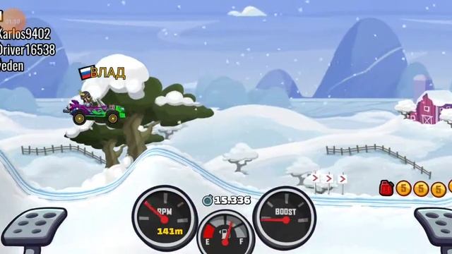 Hill Climb Racing 2 Первый снег. Спортивный автомобиль смотреть онлайн