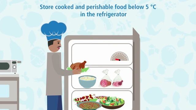 Store cooked and perishable food below 5 'C in the refrigerator смотреть онлайн