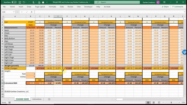 Weight, BMI and Body Measurement Tracker - Excel Template on Etsy at Karilee Creations shop смотреть онлайн