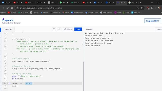 Mad libs story generator game code with Python. смотреть онлайн