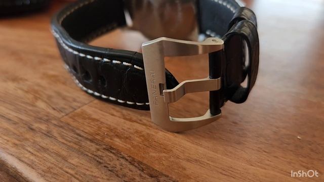 Panerai Luminor Marina, 44mm, brushed steel, strap Alligator Semi-mat Black, Oyster-glove Black смотреть онлайн