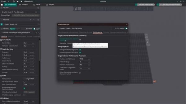 Orca Slicer Temperatur und Hotend ,Extruder einstellen(wo finde ich es)