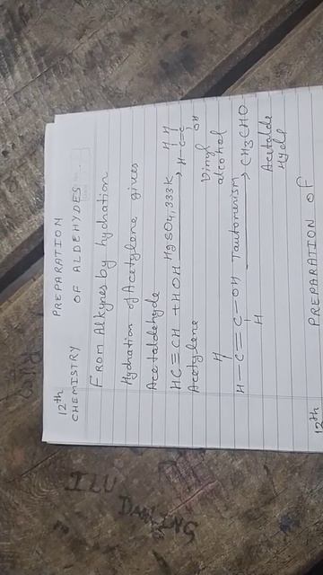 12th class organic chemistry preparation of aldehyde by hydration of alkynes in presence of mercuri смотреть онлайн