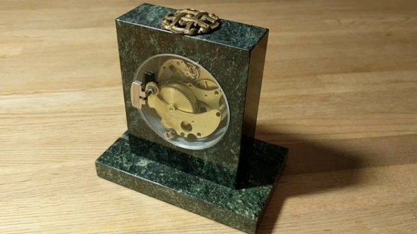MOLNIA / MOLNIJA 57128H soviet table clock, natural stone granite 8 days