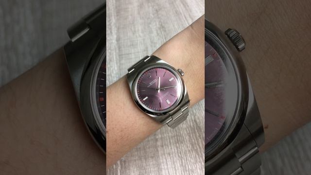 Rolex Oyster Perpetual 39 Red Grape Dial Steel Mens Watch 114300 | SwissWatchExpo смотреть онлайн