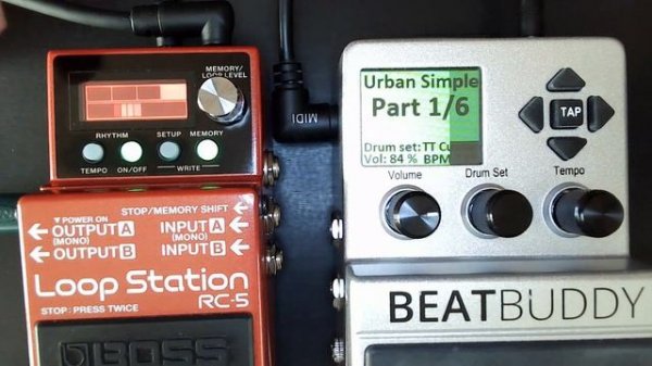 Boss RC-5 Looper & BeatBuddy Midi Synchronization